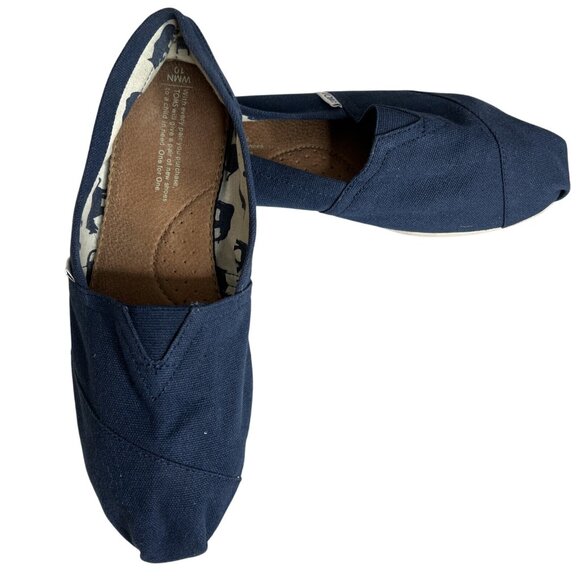 Toms Classic Navy Canvas Slip-Ons Womens Shoes Size 10 Casual Comfort - Picture 1 of 5
